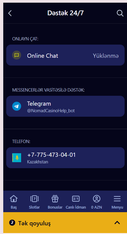 Тexniki dəstək Nomad AZ